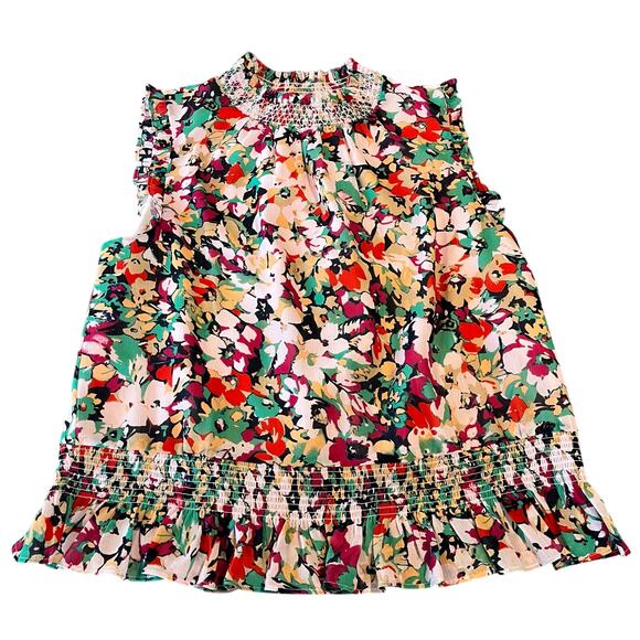 J. Crew Sleeveless Mock Ruffle Top - Fully Lined - Multicolor - Size 10 - Picture 1 of 11